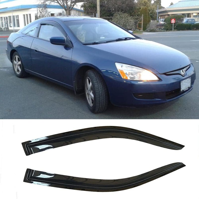 Deebior 92349 Side Window Visor Wind Vent Deflector fit for 2003-2007 Honda Accord Coupe,2pcs Outside Mount Style Dark Smoke Shade Sun Rain Guards Set - Image 1